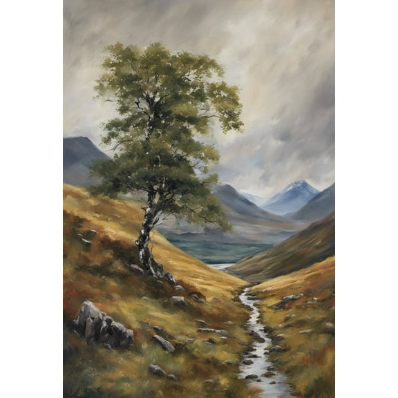 Scottish Highlands Painting IV - 12" x 18" Art Print Wall Decor