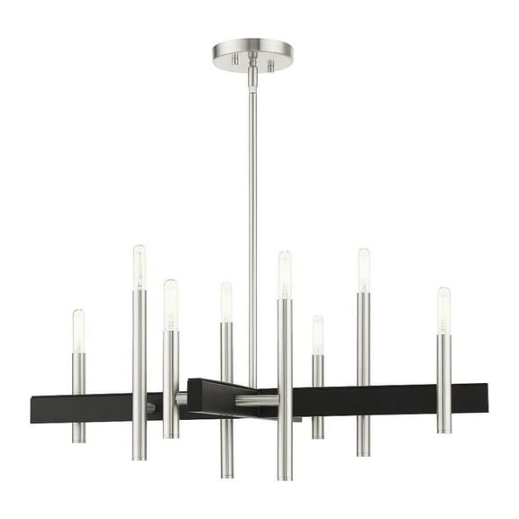 Scandinavian Mid Century Modern Eight Light Chandelier-Brushed Nickel Finish Bailey Street Home 218-Bel-4362942
