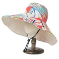 thumbnail image 2 of Beach Hat , Bucket Hats for Men , Straw Sun Hats for Women Super Wide Brim Reversible Sun Hat for Women Packable Foldable Beach Bucket Cap with Chin Strap, 2 of 6