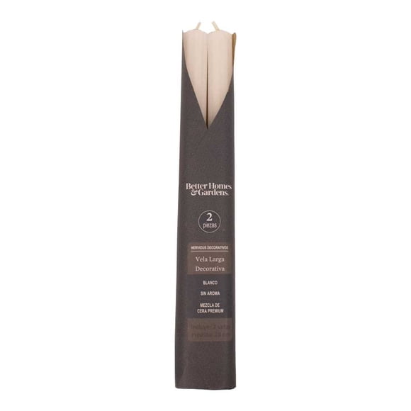 Set de Velas Better Homes & Gardens 28 cm Sin Aroma Color Blanco 2 Piezas