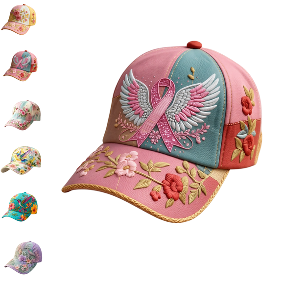 Breast Cancer Awareness Hats for Women Casual Fashion Adjustable Sun Hats Women's Lightweight Breathable Floral Print Cap F