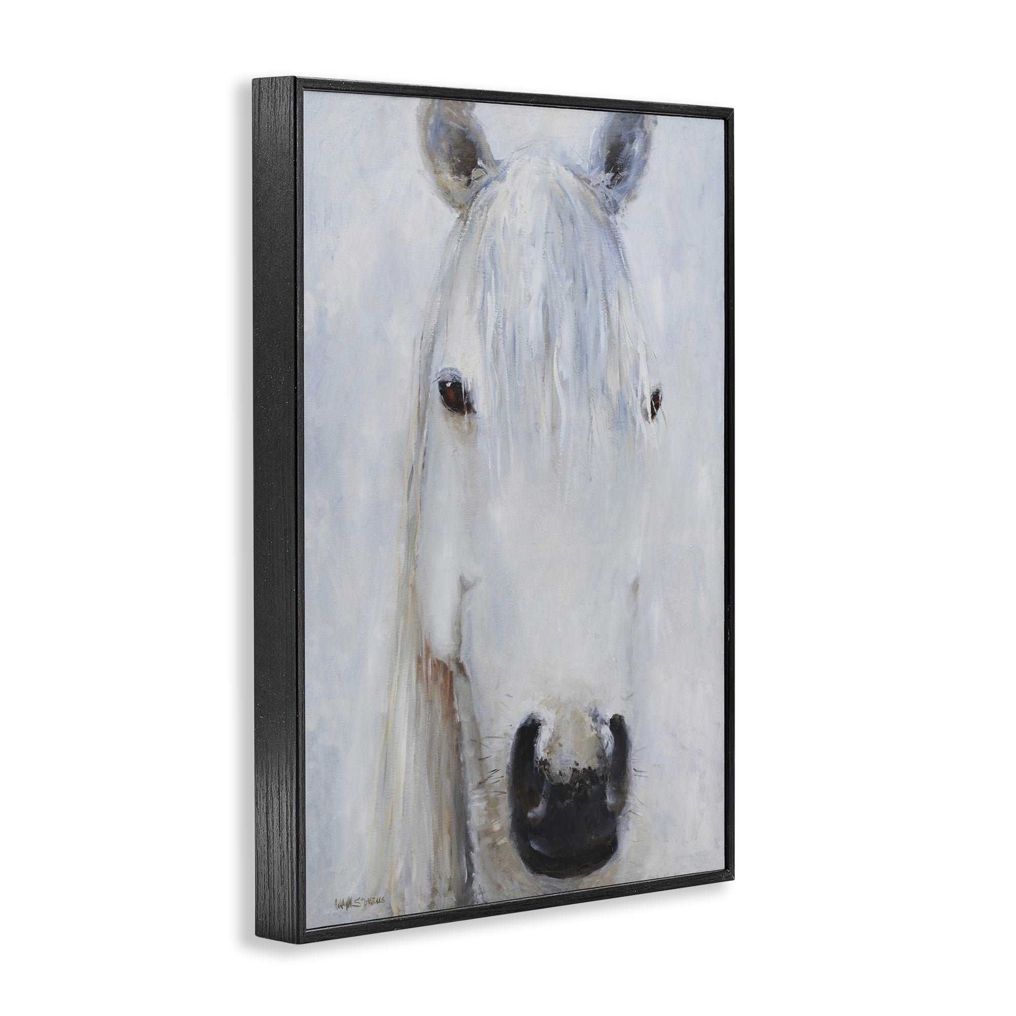 Stupell Industries Pure White Horse Portrait Black Framed Giclee Art, design by Jadei Graphics