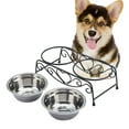thumbnail image 1 of Acier Inoxydable Rétro Cadre en Fer Double Plaque Chien Chat Mangeoire, 1 of 8