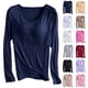 thumbnail image 5 of Camiseta interior térmica de manga larga para mujer: terciopelo grueso, moldeadora, con copa de sujetador, pijama de otoño/invierno, tallas S-XXXXL, 5 of 5