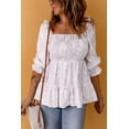 thumbnail image 2 of ABPHQTO Top peplum de leopardo floral fruncido con cuello cuadrado para mujer, 2 of 5