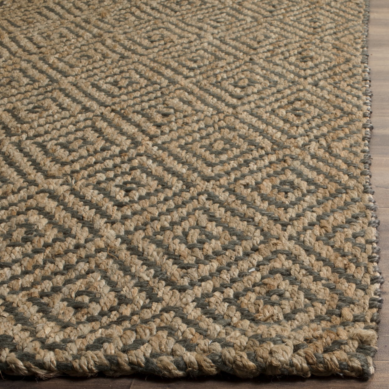 SAFAVIEH Natural Fiber Emory Geometric Jute Area Rug, Natural/Grey, 4' x 6'