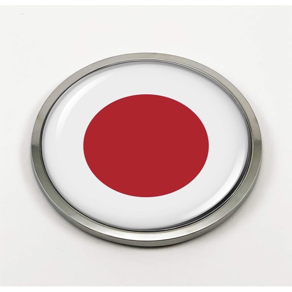 BestLicensePlateFrames Japan Flag 3D Domed Round Automotive Emblem – Metal Bezel