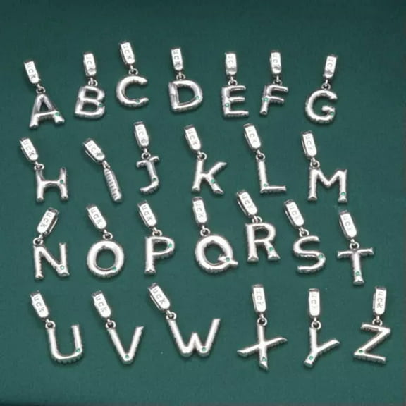 K-KED S925 Sterling Silver English Letter Pendant Vintage Fashion Pendant Pendant-A