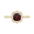 thumbnail image 4 of Rosec Jewels Real Garnet Vintage Inspired Engagement Ring - Cushion Cut Garnet and Diamond Halo Ring - with Jewelry Box, 14K Yellow Gold, US 10.00, 4 of 8