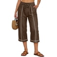 thumbnail image 4 of Women's Linen Cotton Pants Casual 7/8 Length Trousers Breathable Lightweight High Waist Pants for Summer Daily Wear, 4 of 6
