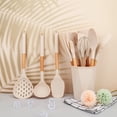 thumbnail image 5 of Juego de 2 herramientas de cocina ergonómicas antirayaduras con mango de madera natural para utensilios de cocina antiadherentes en color crema, 5 of 5