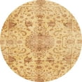 thumbnail image 1 of Ahgly Company Tapis d'Intérieur Rond Abstrait Chrome Or Jaune Oriental, 7 Pieds Rond, 1 of 6