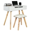 thumbnail image 6 of Hassch Simple Wood Dresser Makeup Table with Round Mirror & 4 Drawers, White, 6 of 10