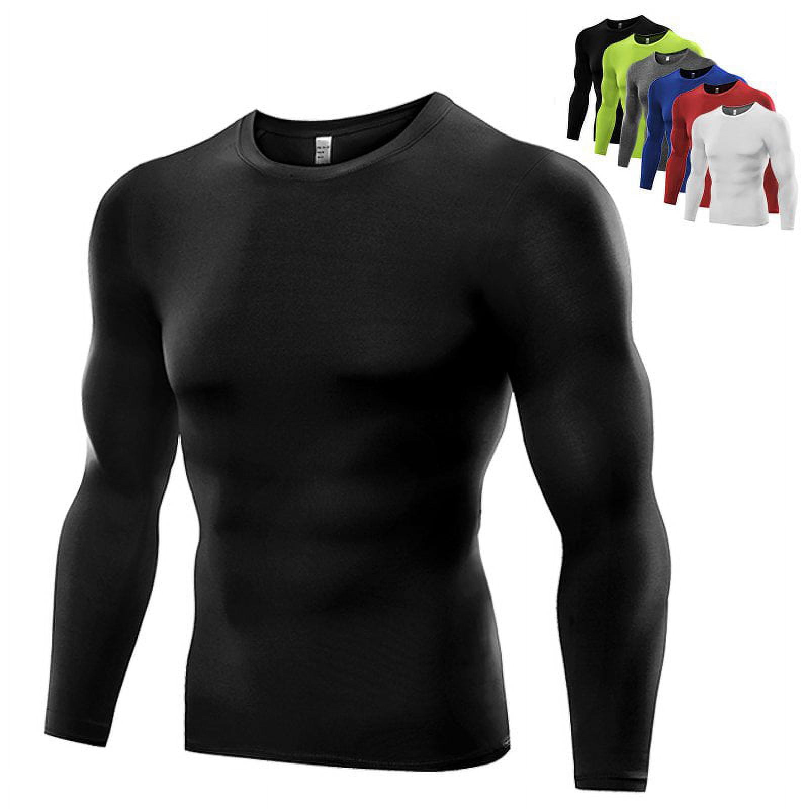 Summer Men Sport Shirt Long Sleeve Quick Dry Men's Running T-shirts Gym  Clothing Fitness Top Mens Soccer Jersey，Black,L 