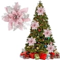 thumbnail image 2 of 1 Pcs Artificial Christmas Glitter Flowers, Xmas Tree Flower Ornament Decor,Gold Xmas Glitter Poinsettia Artificial Flowers Christmas Tree Decorations Ornaments DIY Decor(Pink), 2 of 9