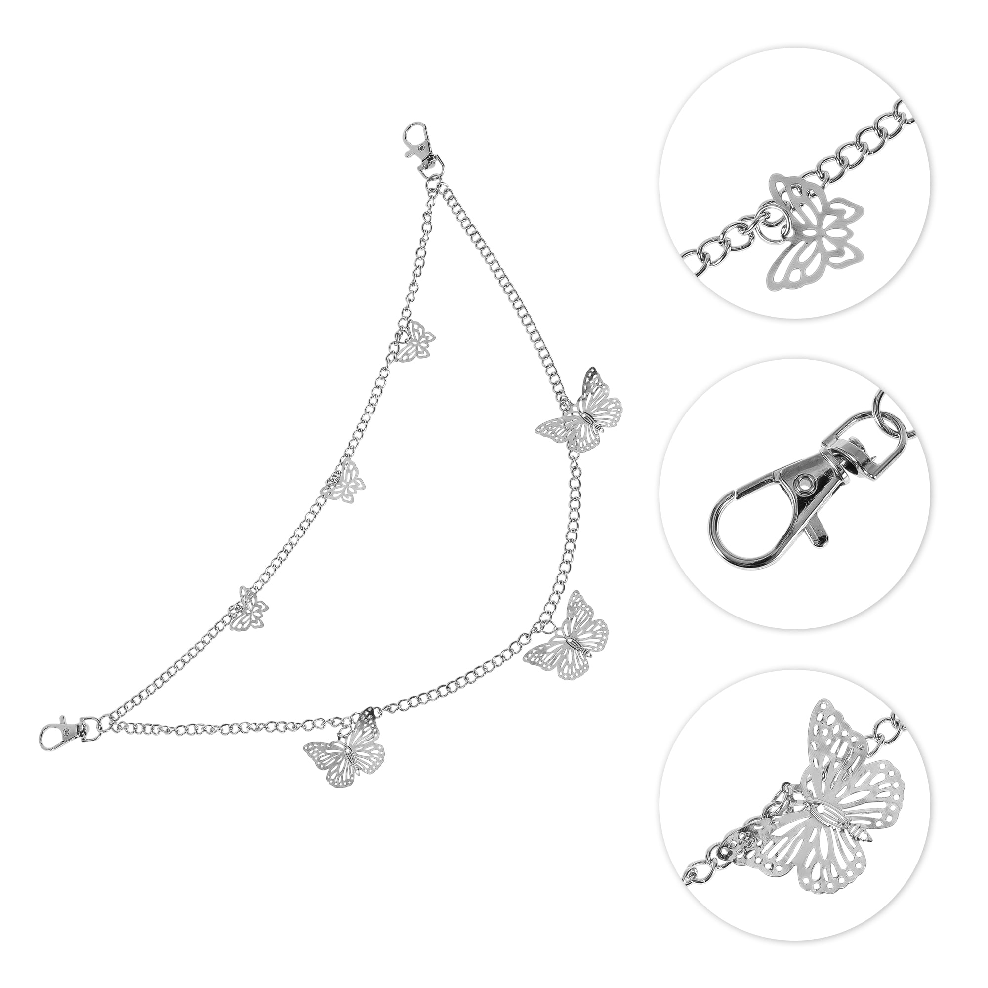 Unique Bargains Butterfly Charms Adjustable Waist Belt with Chain Links Clasp [11.81"]