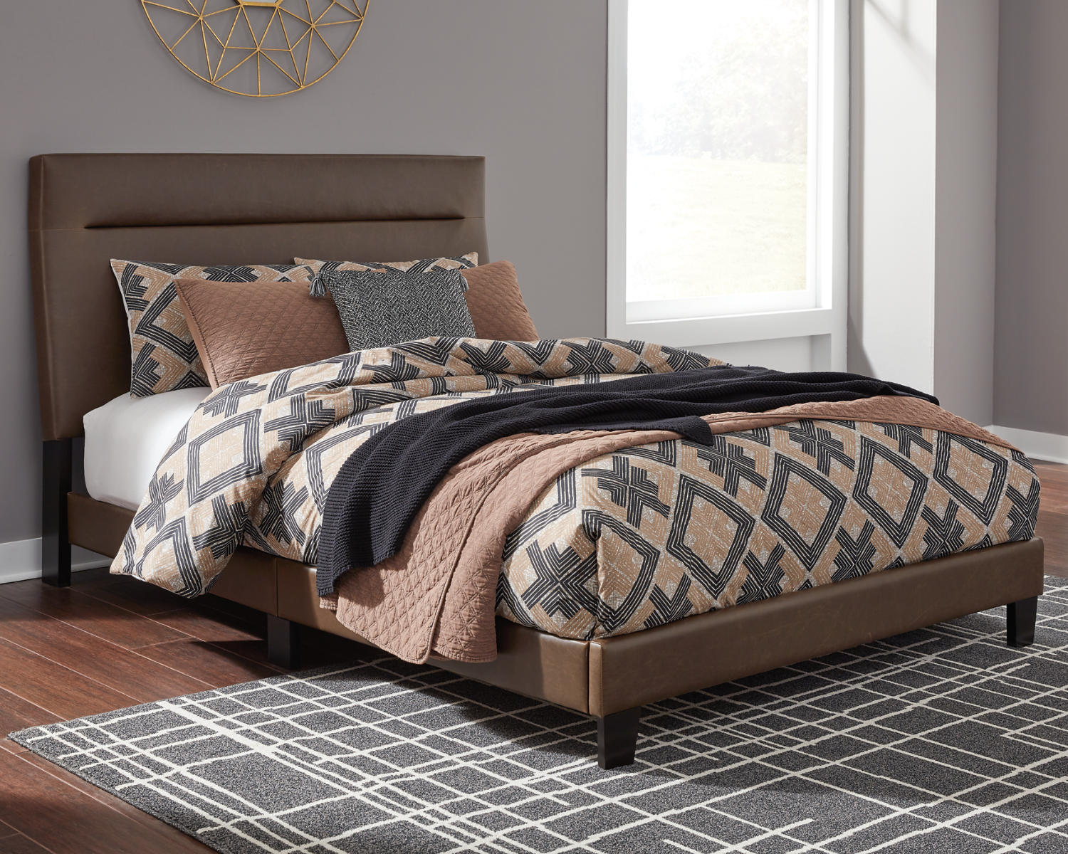 Signature Design by Ashley Contemporary Adelloni Queen Upholstered Bed  Brown - image 2 of 6