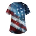 thumbnail image 4 of Women 250th Anniversary Scrub Tops American Flag Print 4th Of July Patriotic Star Short Sleeve T Shirts V Neck Relaxed Fit Breathable Nursing Uniforms with Pockets, #01 Sky Blue, XL, 4 of 4