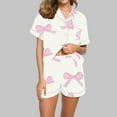 thumbnail image 2 of Women Valentines Day Pajamas Set Short Sleeve Button Shirt and Shorts Matching Sets 2 Piece Loungewear Women Pj Sale, 2 of 7