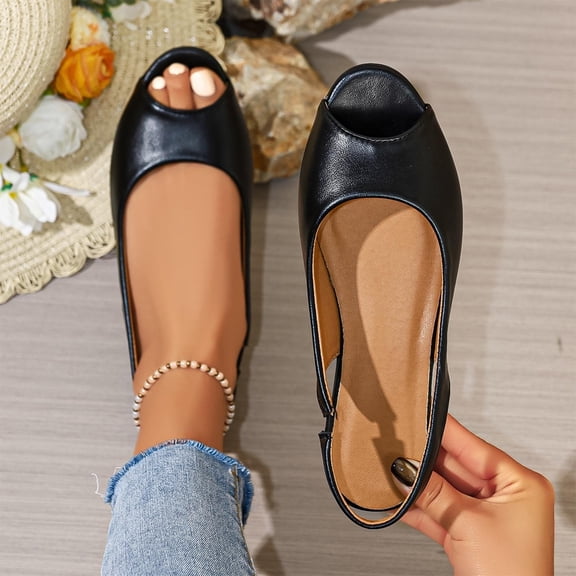 Xdegoge Casual Shoes for Women Slip On Peep Toe Classic Minimalist Smooth Vamp Design Soft Dressy Office Work Daily Comfortable Summer Walking Flats