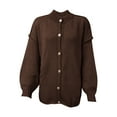 thumbnail image 5 of Weiqiqre Women Fall Clothes Cardigans Long Lantern Sleeve Button Down Chunky Knit Loose Fall Sweater Coats, 5 of 7