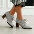thumbnail image 2 of Mepaouo Women's Ankle Boots Lace-up Round Toe Low Heel Dress Booties Comfortable Formal Work Shoes, 2 of 7