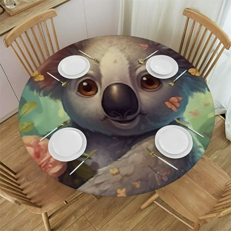 

Autua Koala Bear Flowers Butterflies Round Tablecloth 100% Polyester Stain-Resistant Washable Indoor Outdoor Restaurant Wedding Party Picnic Dining Kitchen Table Cloth 38 -42