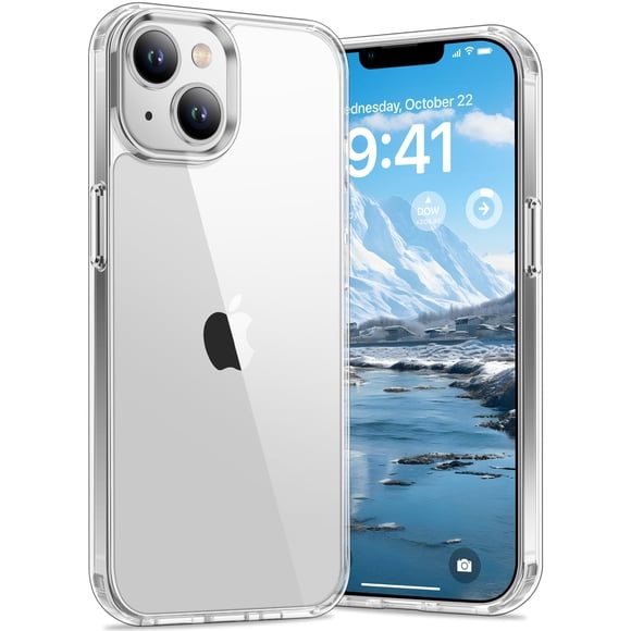 Funda Vakoo para iPhone 14 | Transparente Antiamarillamiento, Parte Trasera Rígida, Protección Militar contra Caídas, Compatible con Carga Inalámbrica - Transparente