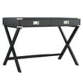thumbnail image 2 of Weston Home Wood X-Base Campaign Writing Desk with Drawers, Vulcan Black, 2 of 6