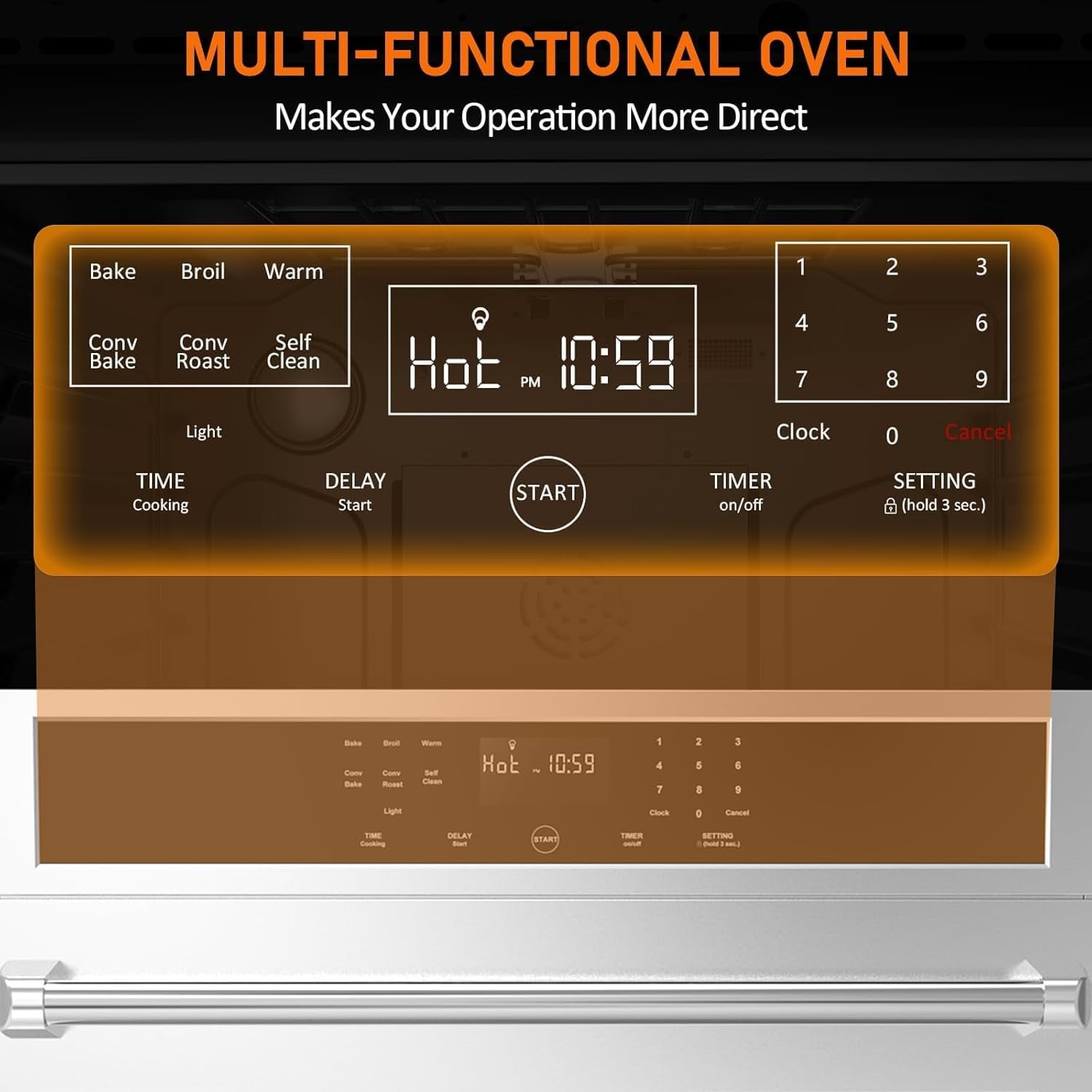 30 inch Electric Single Wall Oven with Convection Fan Touch Control, Large Oven Capacity, 360° Rotisserie, Fingerprint Resistant Stainless Steel