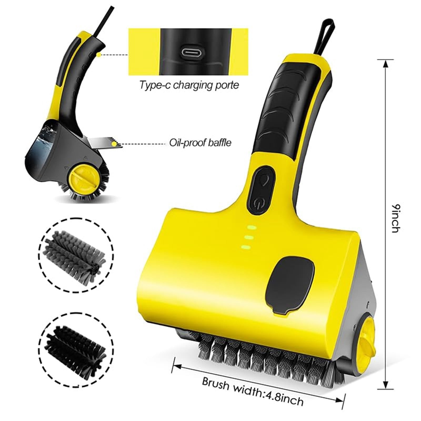 Electric Grill Cleaner, Cordless BBQ Brush Robot with 360° Rotating Bristles, Rechargeable Automatic Grill Cleaning Tool for Outdoor Grills & Barbecue Lovers