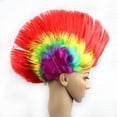 thumbnail image 2 of Peluca de baile de disfraces con abanicos, colores divertidos, peluca esponjosa, cabello punk con cresta de gallo, 2 of 6