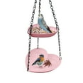 thumbnail image 4 of Btomtd Double Layer Heart Shape Hanging Bird Feeder, Outdoor Suspended Feeder with Water Basin, Two Tier Bird Feeders for Outdoors Stations, Pink, 4 of 7
