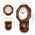 thumbnail image 3 of ZJQYDS Regulator Wall Clock with Pendulum,Imitation Red Wood Plastic Wall Clock Battery Operated,Vintage Decorative Wall Clocks for Living Room,Farmhouse,Office,Bedroom,Kitchen,Wall Decor, 3 of 7