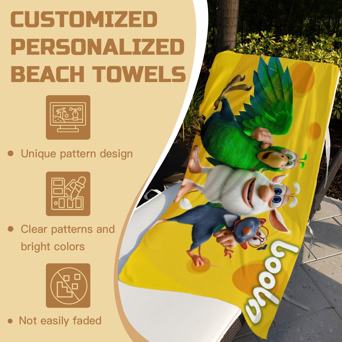 Booba Beach Towel Gift for Women Girls Boys Teenager Men 30"x60" Quick Drying Microfiber
