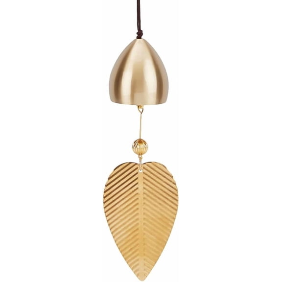Japanese Brass Wind Chimes Gold Leaf Hanging Bell for Door Good Luck Bell Shopkeepers Bells Door Knob Hanging Ornament Bell for Door Opening Window Home Garden Wedding Decor