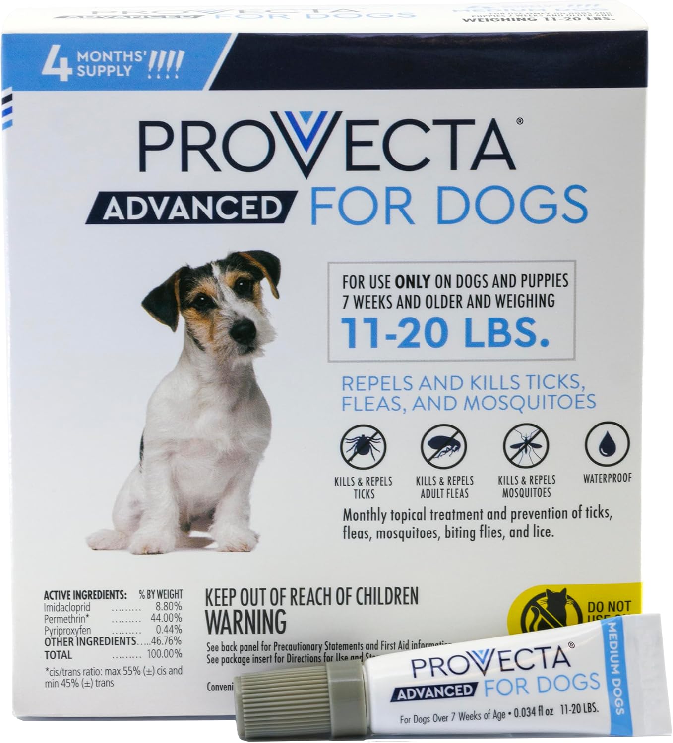Provecta Advanced Flea Tick Medium Dogs 11–20 lbs 4-Month Topical Application