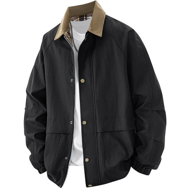 Yusimy Men's Trench Coat Mid-Length Double-Breasted Slim Fit Pure Color Wool Blend Classic Versatile Overcoat