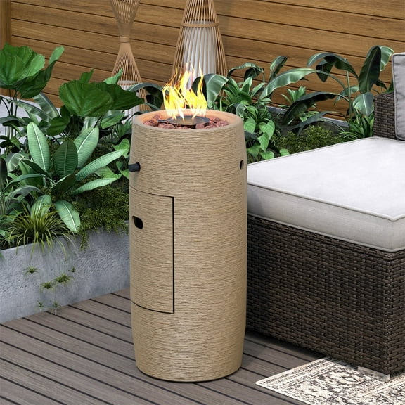 MOALCOFER 15,000 BTU Propane Fire Pit Table,11'' Round Graphite Base, Includes Lava Rocks, Waterproof Cover