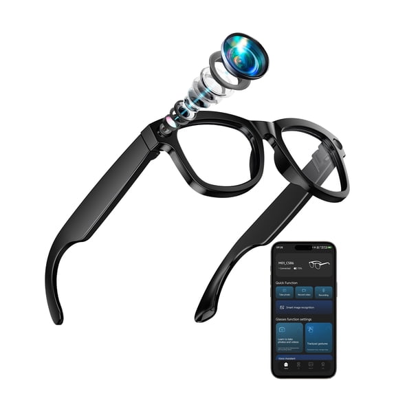 AI Smart Glasses with Camera, 1080P Video Recording Sunglasses, ENC Noise Reduction, Wireless Music & Calls, Real Time Translation, Open-Ear Audio for Travel, Meetings & Vlogging