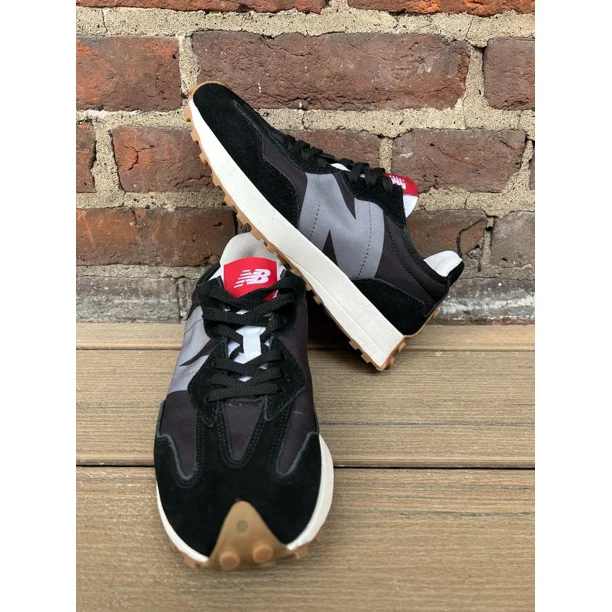 New Balance 327 Shoes Mens 5.5 Women 7 Sneakers Black Castlerock MS327STC EUC!