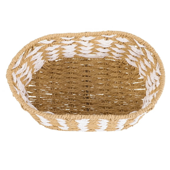unbranded  Woven Storage Basket Wire Sundries Rectangular Wicker Hamper Beige