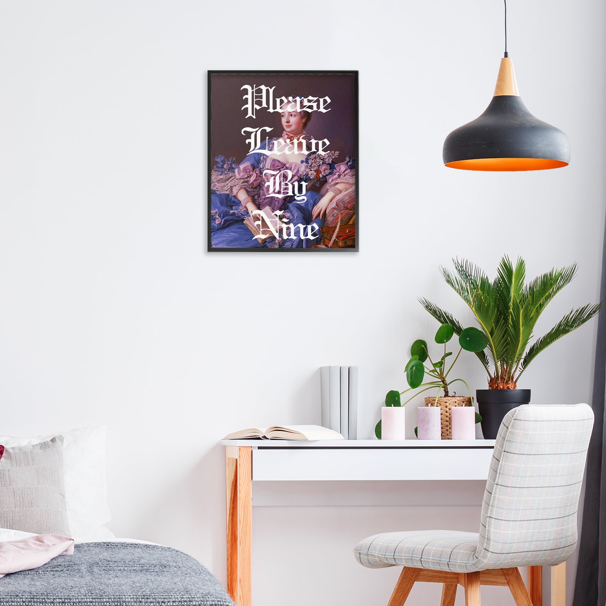 Please Leave By Nine Black Framed Giclee Art, design by Lil' Rue