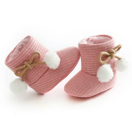 

Pudcoco Baby Snow Boots Bow Knot Non Slip Soft Soled