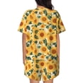 thumbnail image 6 of Fuzoiu Green Leaf Sunflower Print Women's Short-Sleeved Pajama Set,Lounge Sleepwear Set,Womens Pajama Sets 2 Piece,Button-Up Top and Shorts with Pockets-Small, 6 of 7