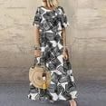 thumbnail image 3 of Robe Mode Femme Col Rond Manches Courtes Ample Mi-Mollet Robe Longue, 3 of 8