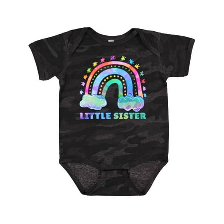 

Inktastic Little Sister Watercolor Rainbow with Clouds Gift Baby Girl Bodysuit
