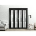 thumbnail image 3 of Sliding Closet Double Bi-fold Doors | Planum 2122 Matte Black Frosted Glass | Sturdy Tracks Moldings Trims Hardware Set | Wood Solid Bedroom Wardrobe Doors, 3 of 5