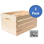 Crates and Pallet Heavy Duty Wood Crate, Large, 3 Pack