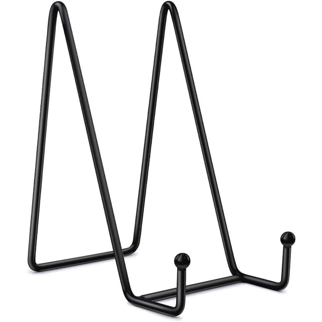 Bienvenido - Soportes para placas de 6 pulgadas para exhibición - 2 soportes para placas de hierro negro - Soporte para placas de caballete - Soporte para exhibición de imágenes - Soportes para